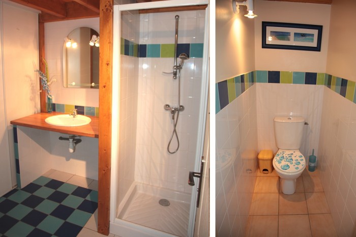 Salle d'eau avec douche et wc à la déco soignée